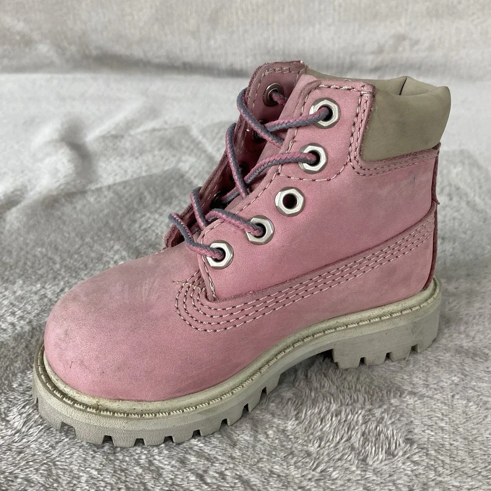 Timberland Premium 6 inch Toddler Girls Boots Size 13 Pink Nubuck Waterproof NEW